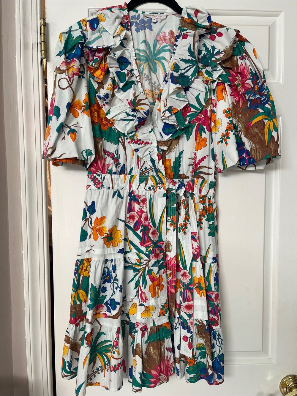Love the Label -Floral Ruffle Mini Dress - White Multi